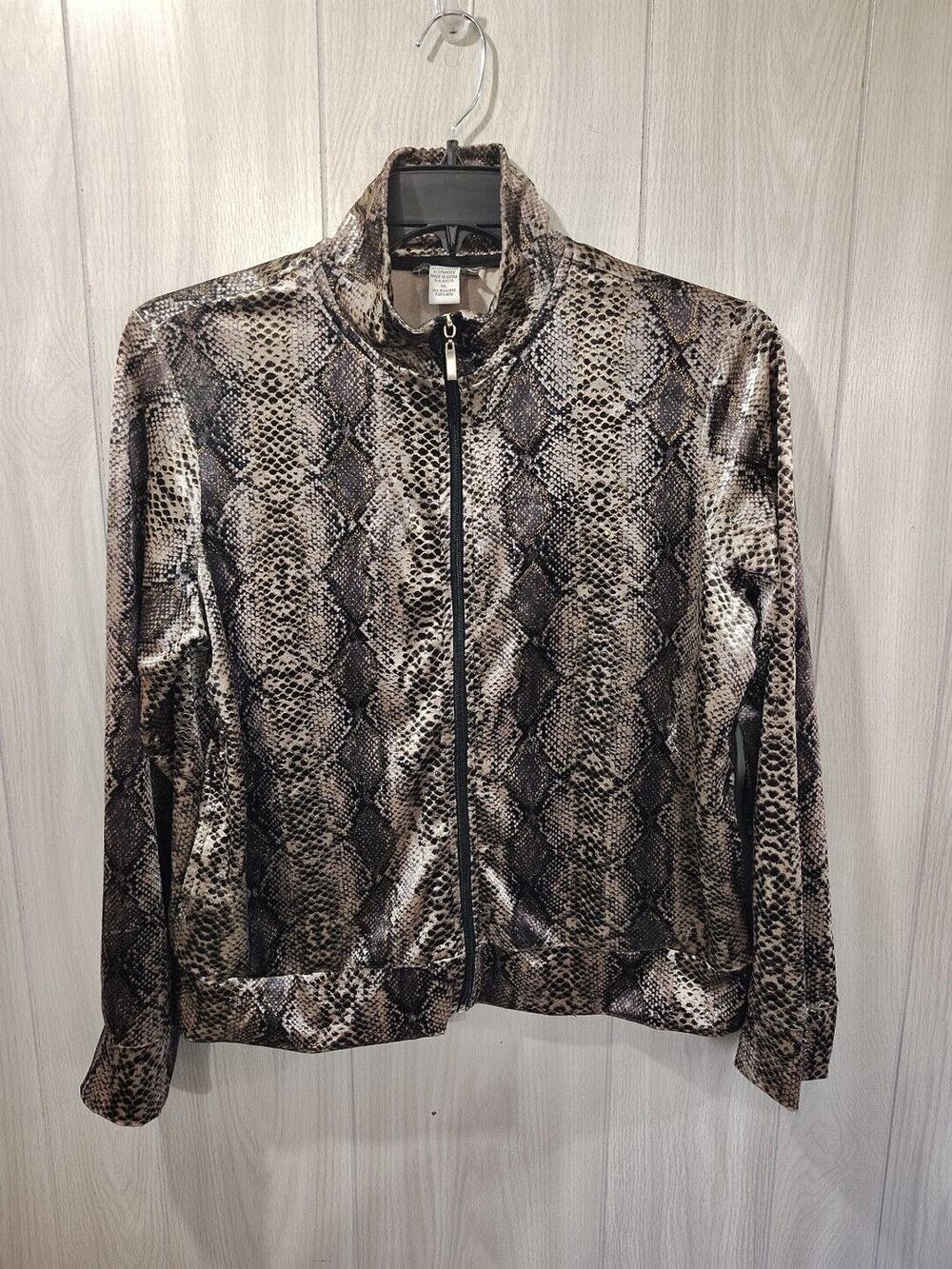 Mirror Image Snake Print zip-up jacket XL Classy Club Sparkle